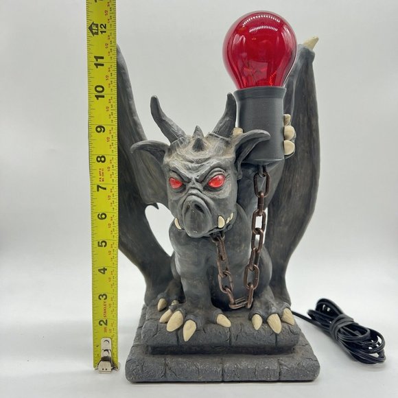 Gothic‎ Winged Gargoyle Statue Lamp 12” Light Halloween Decor Prototype Unique - Picture 2 of 6
